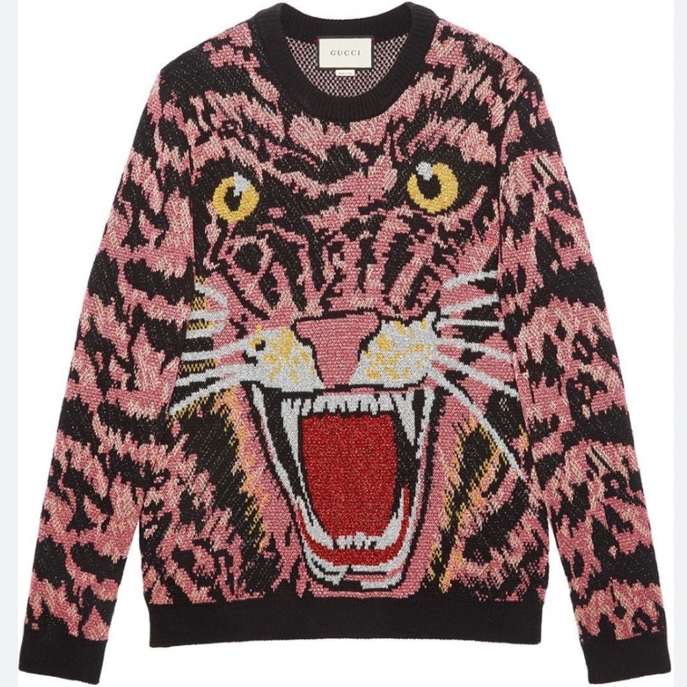Gucci small lurex wool tiger sweater